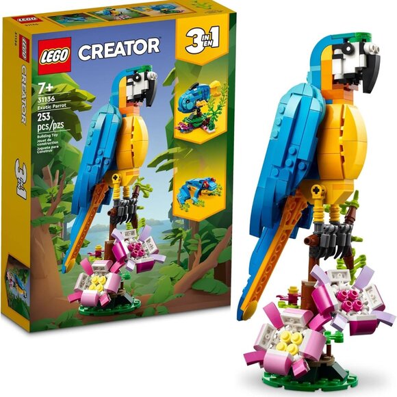 Lego Creator 3in1 Exotic Parrot Macaw Fish Frog Lego Set 253 Pieces CHRISTMAS - Picture 7 of 16